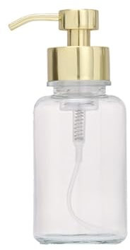 250ml/8.3oz Empty Transparent Glass Round Soap Dispenser with Gold Pump Top Refillable Countertop Lotion Hand Soap Dispenser Pump Bottle Container for Kitchen Bathroom