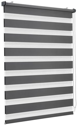 Sekey Doppelrollo Klemmfix ohne Bohren für Fenster, Doppelrollo 70 cm breit, Duo Rollo Jalousie Sonnenschutz, 70x120cm, Dunkelgrau
