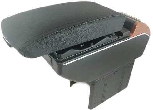 CarJoy Universal Armlehne Mittelarmlehne Konsole Mittelkonsole Auto Aufbewahrungsbox Organizer mit Getränkehalter Schwarz PU Leder