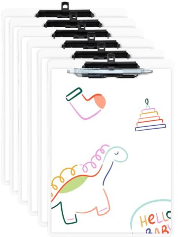 FRETONBA Porte Bloc A4 avec Porte-stylo, 6 Pièces Porte Documents, Planchettes à Pince et Porte-formulaires, Clipboard avec des Crochets Rétractables pour Écoles, Hôpitaux et Bureaux, Blanc