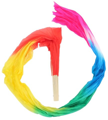 Gatuida Belly Dance Silk Fans, Chinese Dance Fan Veil, 180cm Long Ribbon Fan Handheld Fabric in Gradient Colours for Belly, National Dance, Festival Use