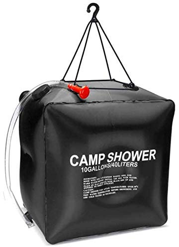Sac de douche solaire de camping 40 l avec tuyau et buse de commutation, 40 x 27 x 40 cm