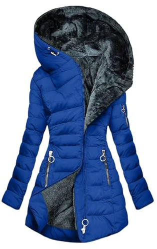 YBEBEWE Coats for Women UK Quilted Down Longline Puffer Parka Coat Fleece Lined Waterproof Padded Jacket with Fur Hood Autumn Winter Plus Size Trench Coat Warm Outwear