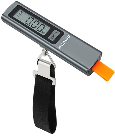 ECSiNG Portable Luggage Scale Battery Free - Digital & Backlit LCD Display, Luggage Weight Scale, 110 lbs/50 kg, For Travel, Airplane, Shipping, Shopping, Outdoor