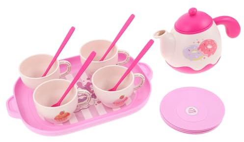 ORFOFE Tea Set for Pretend Play Kitchen Accessories with Plastic Teapot Cups Plates Educational Roleplaying for Family Bonding and Imaginative Afternoon Tea Party