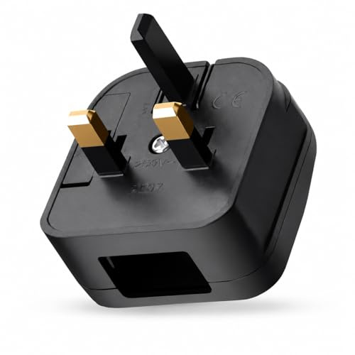 Peak Power USA Type A to UK Plug Converter with Safety Fuse – Converts US, Chinese & Japanese 2-Pin Plugs to UK 3-Pin Socket – 250V 5A Fused Plug Adapter – Not A Voltage Convertor