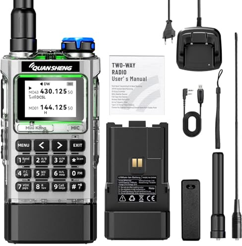 UV-K1 Portable Two Way Radio, Rechargeable Walkie Talkie with 2500mAh Li-ION Battery, Type-C Charging, 200 Channels, VOX, Scan, FM Radio, Emergency Alarm, Handheld Radio for Outdoor and Work Use
