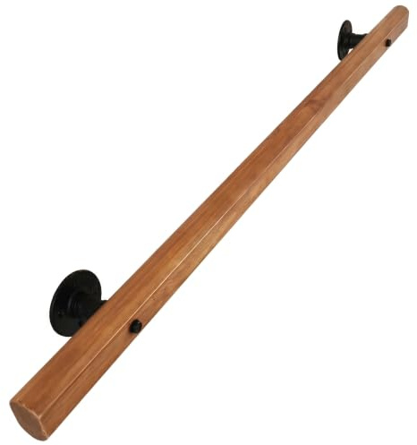 Corrimano in legno per ringhiera 50 cm con staffe a muro corrimano per scale supporto di sicurezza per anziani e bambini per scale in legno per ringhiera staffe a muro inc
