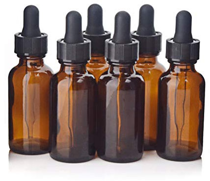 Frcolor Glass Bottles for Essential Oils, 9 Pack 30 ml Amber Bottle with Dropper and Cap