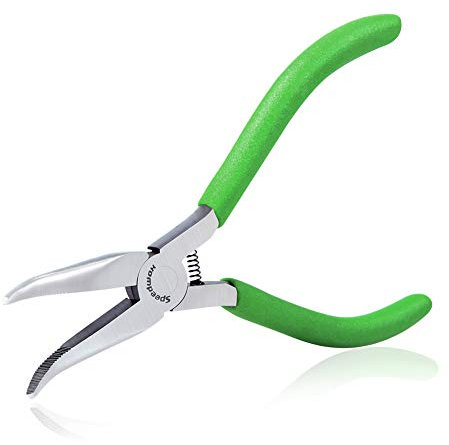 SPEEDWOX Mini Bent Nose Pliers - 4.5 Jewelry Making Pliers with Curved, Serrated Jaws for Precise Beading & Crafting