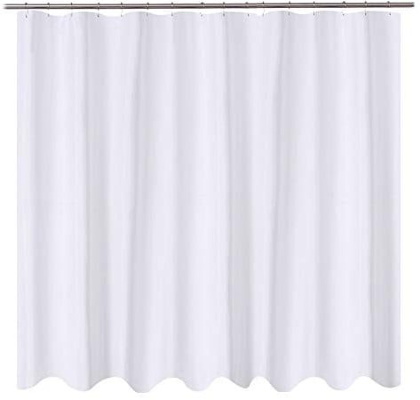N&Y Home Duschvorhang aus Stoff, 243,8 x 198,1 cm, XL-Größe, Hotelqualität, waschbar, wasserabweisend, weiße Badezimmer-Vorhänge mit Ösen, 96 x 78 cm