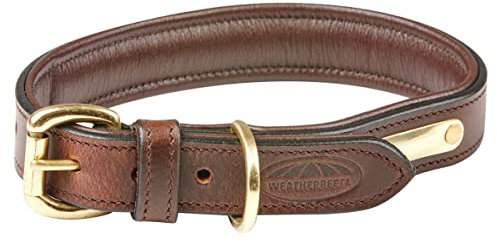 WeatherBeeta Padded Leather Dog Collar, Brown, Medium