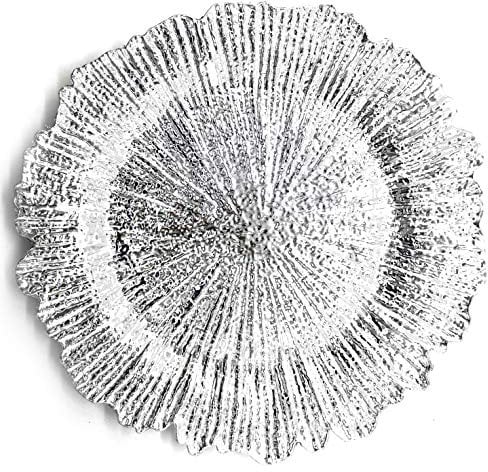 allgala 13-Inch 6-Pack Heavy Quality Round Charger Plates-Reef Silver-HD80332