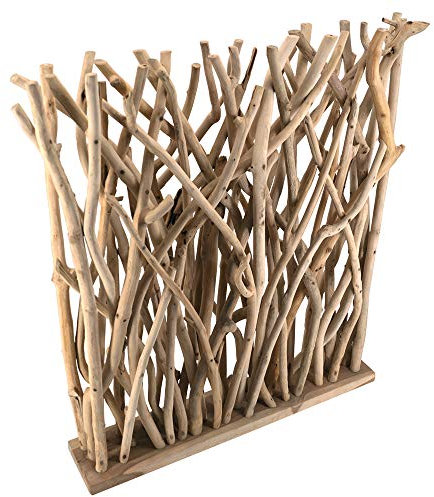 Raumteiler Wohndekoration aus Teak-Treibholz B/H/T 75/90/14