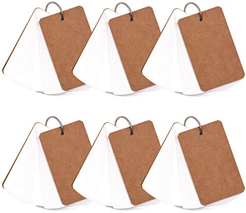 300 Stück weiße blanko Notizblock aus Kraftpapier; als Index oder Karteikarten; mit Bindering (50 Blatt pro Set; weiß)