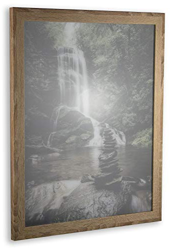Homedeco-24 Bilderrahmen Modena Multifit 50 x 70 cm Sonoma Eiche Dekor mit weißer Rückwand und klarem Acrylglas