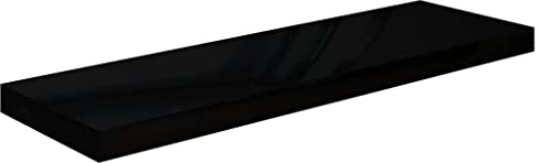 vidaXL Wandregal Schwebend Hängeregal Wandboard Bücherregal Regalbrett Schweberegal CD DVD Regal Dekoregal Hochglanz-Schwarz 80x23,5x3,8cm MDF