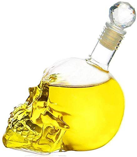 ZKHD Whiskey Decanter Set, Wine Decanter Set Skull Carafe Wine Tequila Brandy with Stopper(350ML), Size 110X140mm
