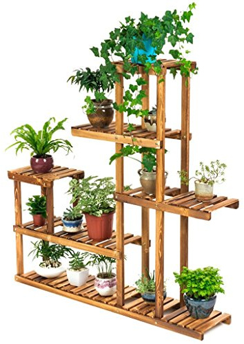 Blumenregal Pflanzenständer, Multi-Holzregale, Bonsai-Display-Regal, Multifunktionales Lagerregal Bücherregal, Ausgehöhltes Regal Für Indoor Outdoor Yard Garden Patio Balkon