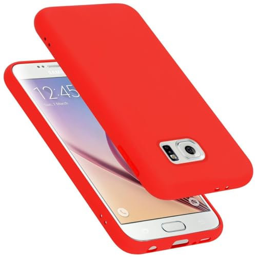 Cadorabo Hülle kompatibel mit Samsung Galaxy S6 Hülle Silikon Handyhülle für Galaxy S6 Case aus flüssigem Silikon- Kratzfeste und stoßfeste dünne TPU Schutzhülle - Liquid ROT