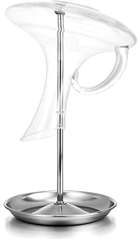 Drincarier Wine Decanter Drying Stand with Silicone Head to Prevent Scratches-Detachable Shelf Decanter Rack Holder with Drip Catching Base, Decanter and Wine Glass NOT Included (Water Plate Type)