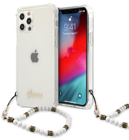 Guess GUHCP12LKPSWH Case for iPhone 12 Pro Max 6.7 Inches Transparent White Pearl