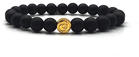 KARDINAL WEIST Rose Onyx Armband, Edelstein Perlen, Kraftstein Schmuck für Damen, Blume - Gesundheit - Reichtum - Glück
