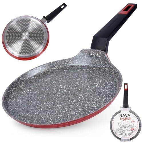 NAVA Taurus Poêle à frire pour crêpes, omelettes, pancakes, avec revêtement en granit plat, 24 cm, anti-adhésive sans PFOA