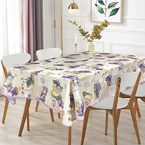 MERCURY TEXTIL - Tischdecke, schmutzabweisend, rechteckig, Wachstuch, strapazierfähig, waschbar, wasserdicht, ideal für den Innen- und Außenbereich (Lavendel, 140 x 200 cm)