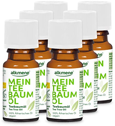 alkmene Mein 100% reines Teebaum??l 6x 10 ml vegan & klimaneutral - naturreines australisches Tea Tree Oil f??r Haut & Haar - ??therisches ? l
