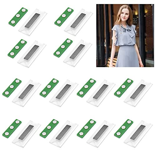 QINERSAW 12 Stück Namensschilder Magnet Selbstklebend Magnetisch Namensschild Schilder Kleidung Metall Namensschild Halter mit 3-Punkt Magnet für Ausweishüllen Beschriften Fliegengitter