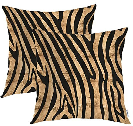 Batmerry Rose Gold Africa Zebra Striped Throw Pillow Covers,Black Decorative Pillow Covers Digital Printing Blended Fabric for Couch Sofa Bed Invisible Zipper 20X20 in