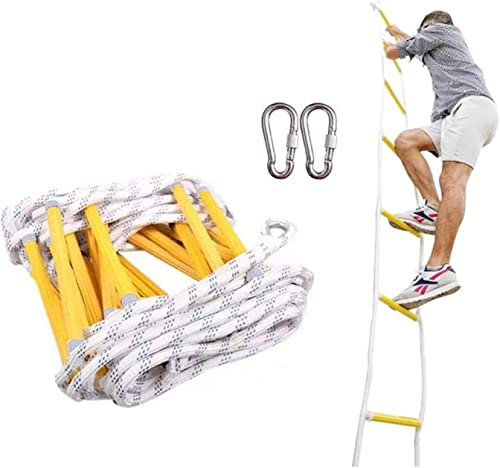 Seilleiter, Feuerleiter, 2,3,4 Etagen, Feuerausbruchleiter für schräges Dach, wasserdicht, reißfest, tragbar, Feuerseilleiter, Gewichtskapazität bis zu 450 K, schwer entflammbar, Notfallsicherheit