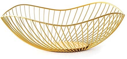 LdawyDE Gold Fruit Bowl - Openwork Metal Basket for Snacks, Vegetables & Towels - 25 x 10 cm