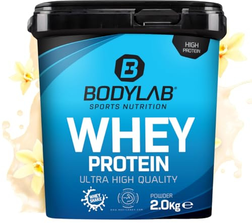Bodylab24 Whey Protein Pulver, Vanilla Pudding, 2kg | Bis zu 24 g Protein pro Portion, hochwertiges Molkenprotein, perfekt löslich, ideal für Protein Shakes rund ums Training