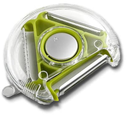 Kitchen Peeler 3 in 1 with Different Blades To Peel , Serrated And Julianne Blades In Stainless Steel Peeler Set Multiuse Vegetable Peelers Cooking Utensils + Stainless Steel Eye Remover.