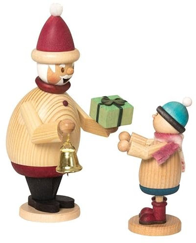 Kuhnert Drechslerei Rauchmann/Räucherfigur - Rauchfigur - Rauchman Max (Weihnachtsmann mit Mäxchen) - Made in Germany