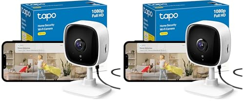 Tapo TP-Link C100 WLAN IP Kamera Überwachungskamera Innen (1080p-Auflösung, 2-Wege-Audio, Nachtsicht zu 9m, bis zu 128 GB lokaler Speicher auf SD Karte, kompatibel mit Amazon Alexa) Weiß
