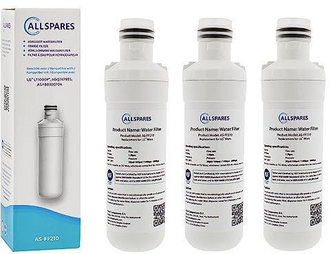AllSpares Lot de 3 filtres à eau pour réfrigérateur LG LT1000P / AGF80300704 / ADQ74793501