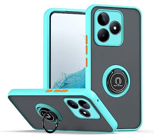 JIAFEI Funda para Realme C53 Antigolpes Dura Carcasa Translúcido PC/TPU Silicona Protección con 360 Grados Anillo iman Soporte, Cielo Azul