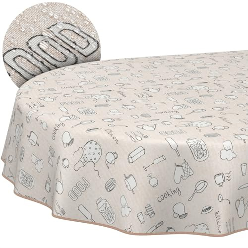 Tischdecke aus Stoff Textil abwaschbar Tischwäsche Tischtuch Baumwolle Polyester Kitchen Oval 240x140cm In-/Outdoor Tischdecke