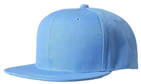 Boolavard Klassische Snapback-Mütze, Mütze, Hip-Hop-Stil, Flacher Schirm, blanko, einfarbig, verstellbare Größe (Hellblau)