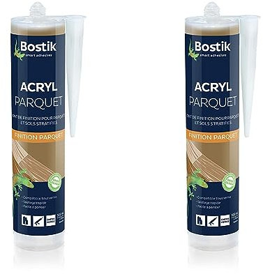 Bostik Joint Acryl Parquet et Sols Stratifié – Colle Mastic Acrylique – Compatible Tous Vernis – Sans Solvant – Couleur : Chêne Foncé, Cartouche 300 ml (Lot de 2)