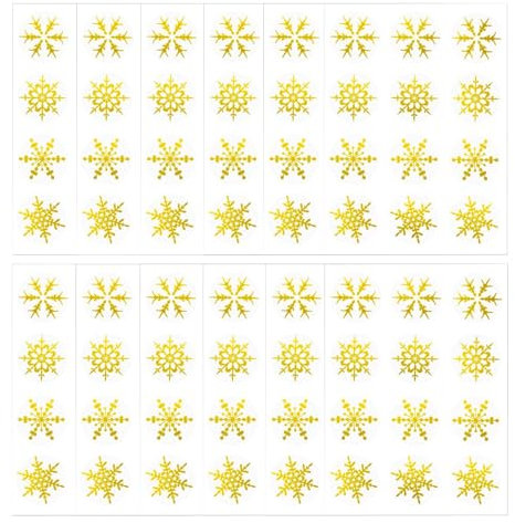 Schneeflocke Aufkleber,12 Blatt Weihnachten Aufkleber Glitzer Schneeflocken Fensterdeko Weihnachten Wasserdichte Selbstklebend Aufkleber für Geschenk Dekoration(Gold) Weihnachtsdekor