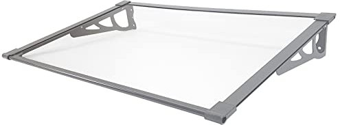 TrutzHolm® Aluminium Vordach Haustürvordach Pultvordach 150 x 90 cm Schneelast 95kg | Polycarbonatplatte | nach Auswahl (120x90 cm, Grau)