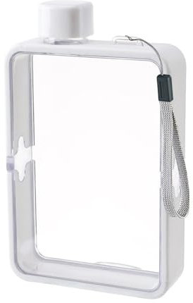 MiOYOOW Bouteille d'eau Plate Carrée, Tasse d'eau Sport Transparente Portable, Léger Gourde Plate Réutilisable pour Sports de Plein Air Voyages Fitness Salle de Sport Sacs