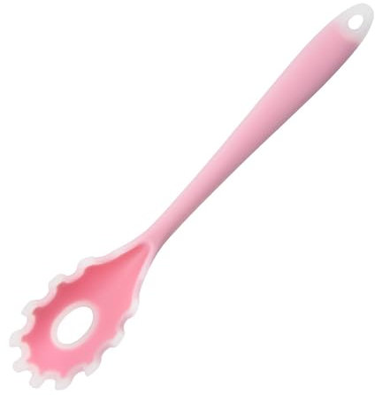 Silicone Spoon Spaghetti Spoon Noodle Spoon Food Grade High Temperature Resistant Serrated -slip Hollow Liquid Filter No Deformation Kitchen Spaghetti Spoon