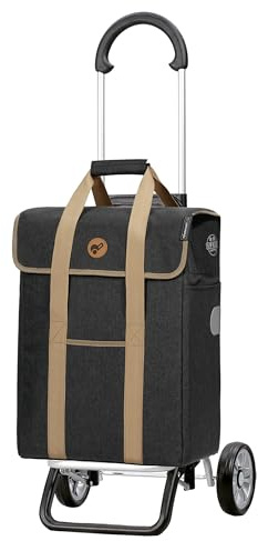 ANDERSEN Einkaufstrolley - Scala Shopper Plus Ipek Mi schwarz | sehr leicht, klappbar, klein zusammenlegbar, bis 30 kg - Tasche als Kühltasche, Seitenfach, Reflektoren, 39 L