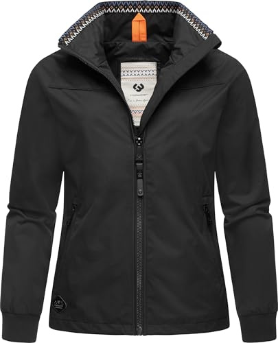 Ragwear Damen Übergangsjacke leichte wasserdichte Jacke kurz mit hohem Stehkragen Apola YOUMODO Black Gr. S