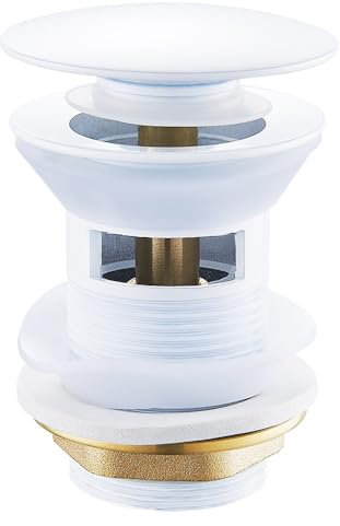 INOKAI Bodenablauf,Duschablauf Waschbecken Pop-Up-Ablaufstopfen, Waschbecken, Badezimmer, Toilette, Küche, Badewanne, Zubehör, Kappe, Waschbeckenstopfen, Messing, Schwarz, Gold, Weiß (Color : White)